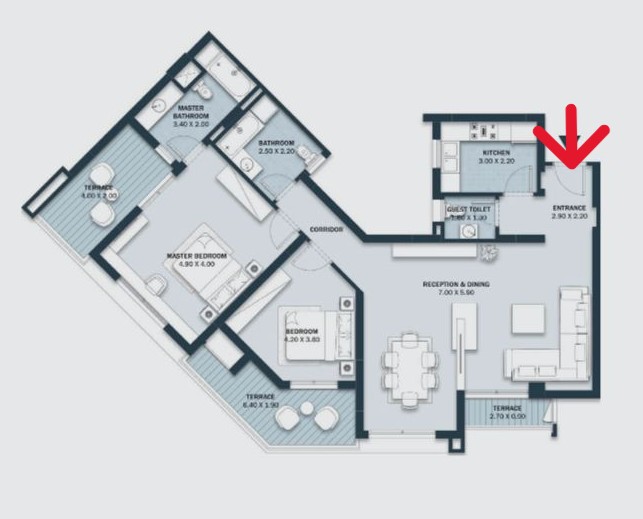 Floor plan for apartment at Al Maqsad Residences