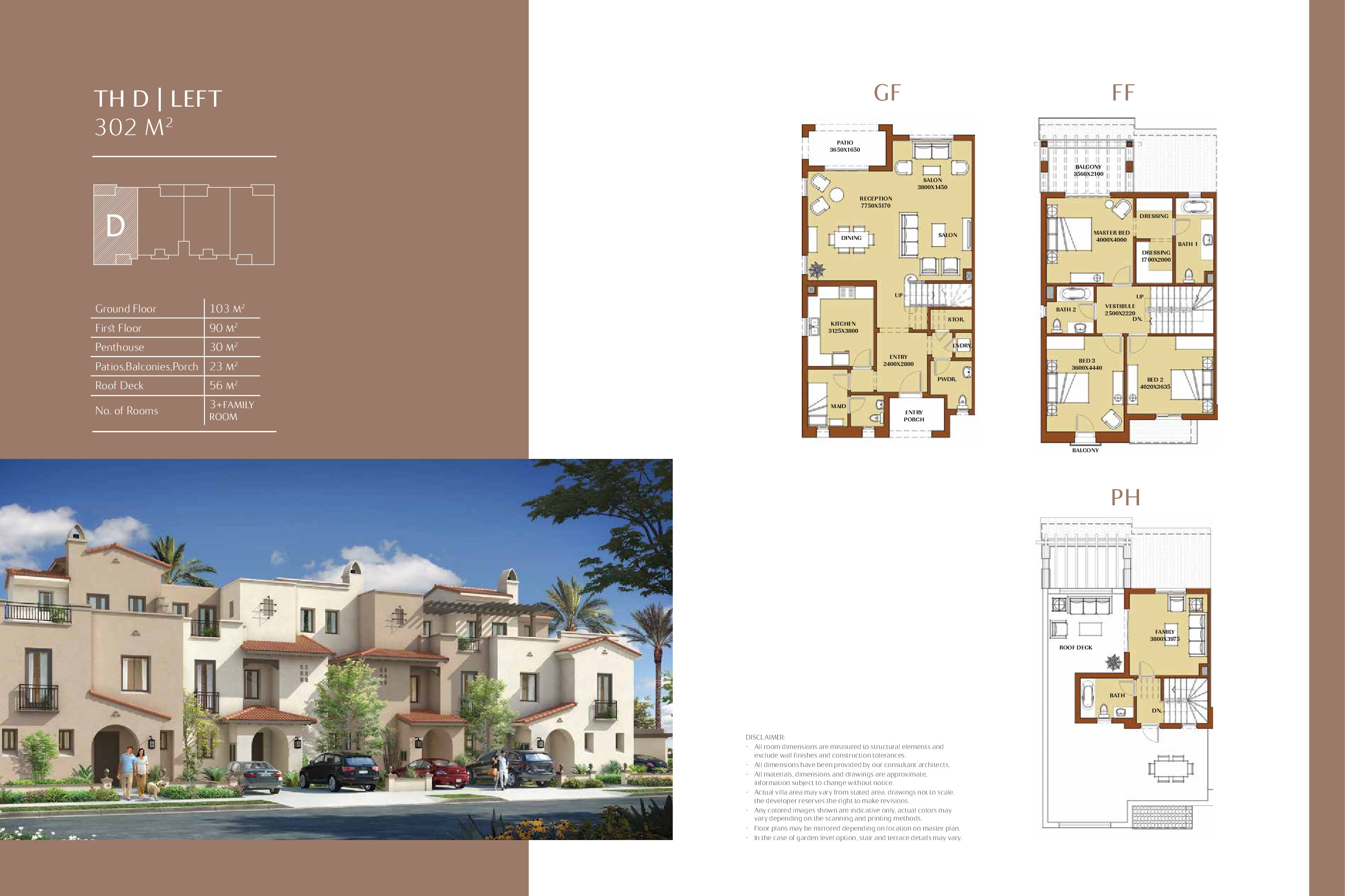 Floor plan for townhouse at Uptown Cairo