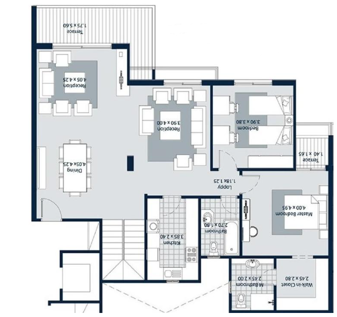 Floor plan for penthouse at Beta Greens