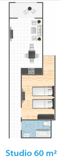 Floor plan for studio at Cape Bay Blumar Lasirena