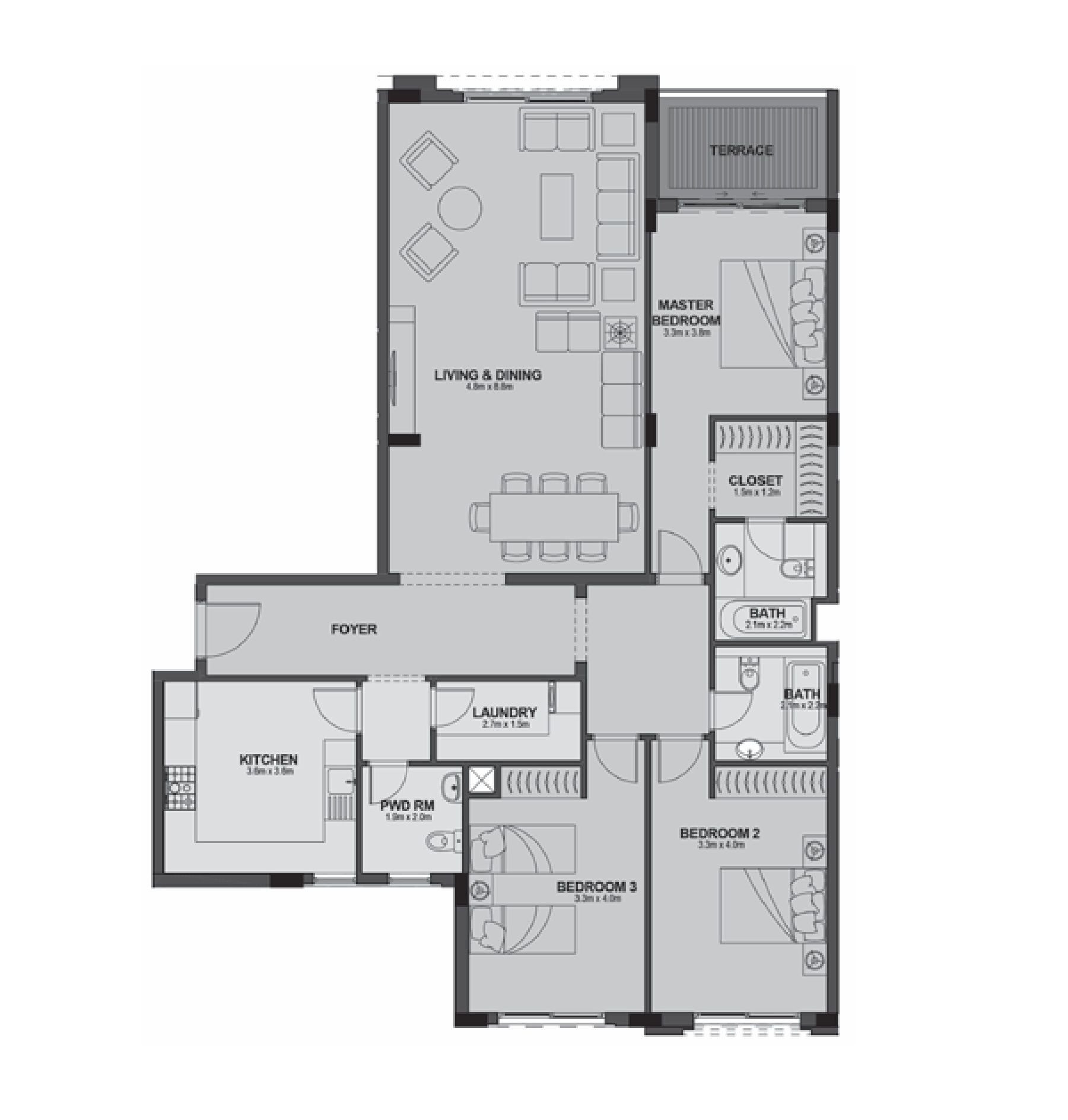 Floor plan for apartment at Uptown Cairo