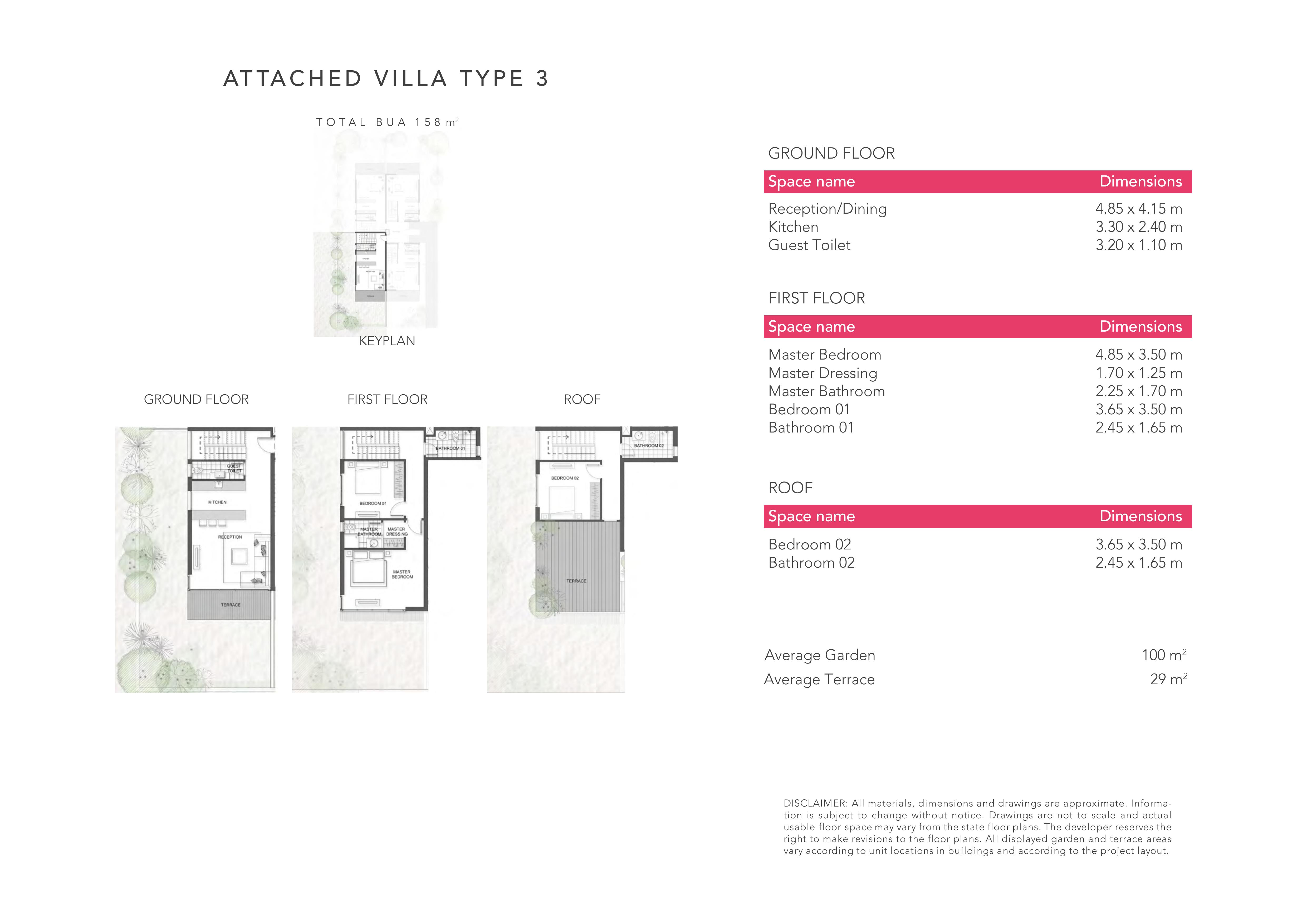 Floor plan for villa at Jefaira