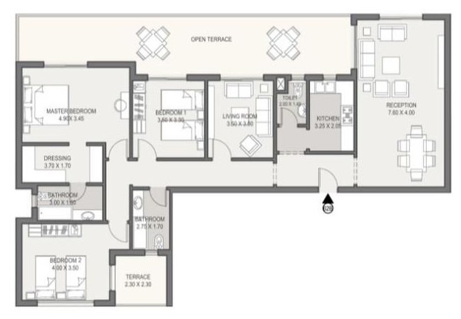 Floor plan for penthouse at Sarai