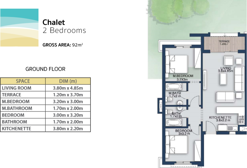 Floor plan for chalet at Evia Mountain View