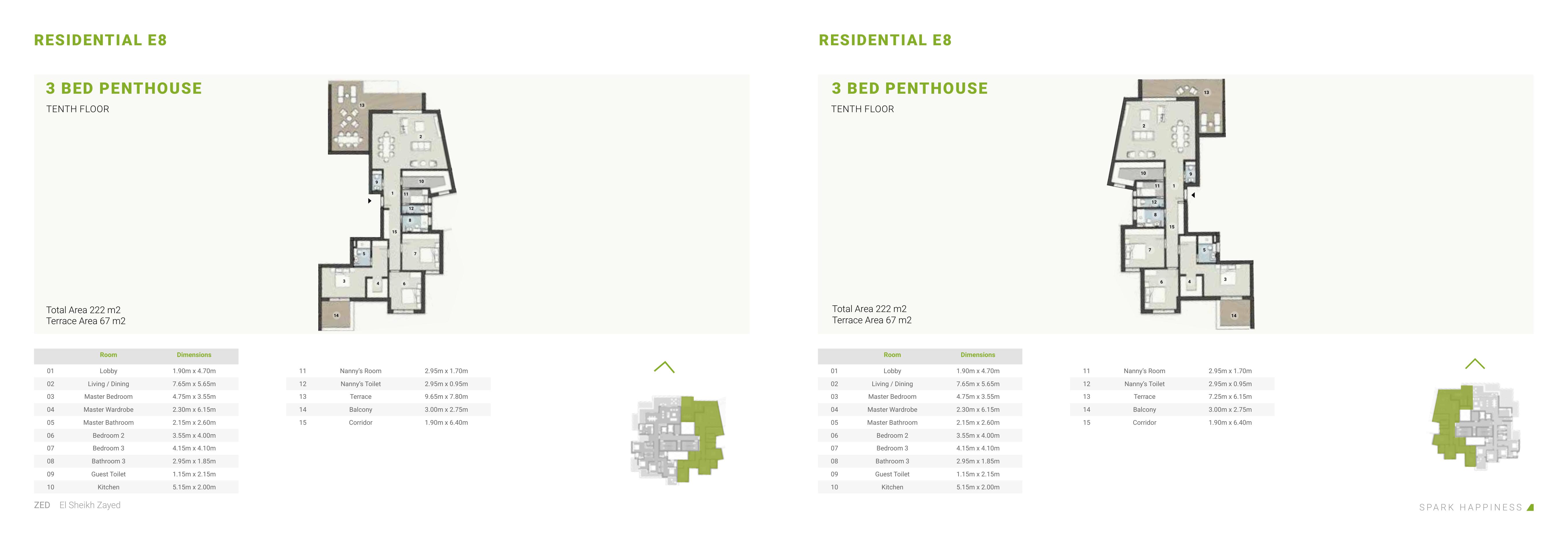 Floor plan for penthouse at ZED