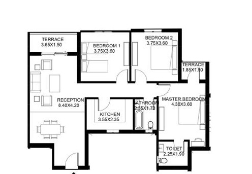 Floor plan for apartment at Taj City
