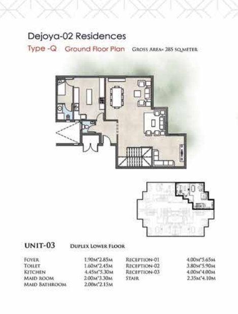 Floor plan for duplex at De Joya 2