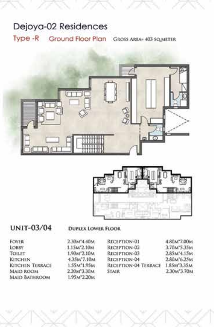 Floor plan for duplex at De Joya 2