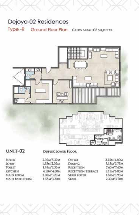 Floor plan for duplex at De Joya 2