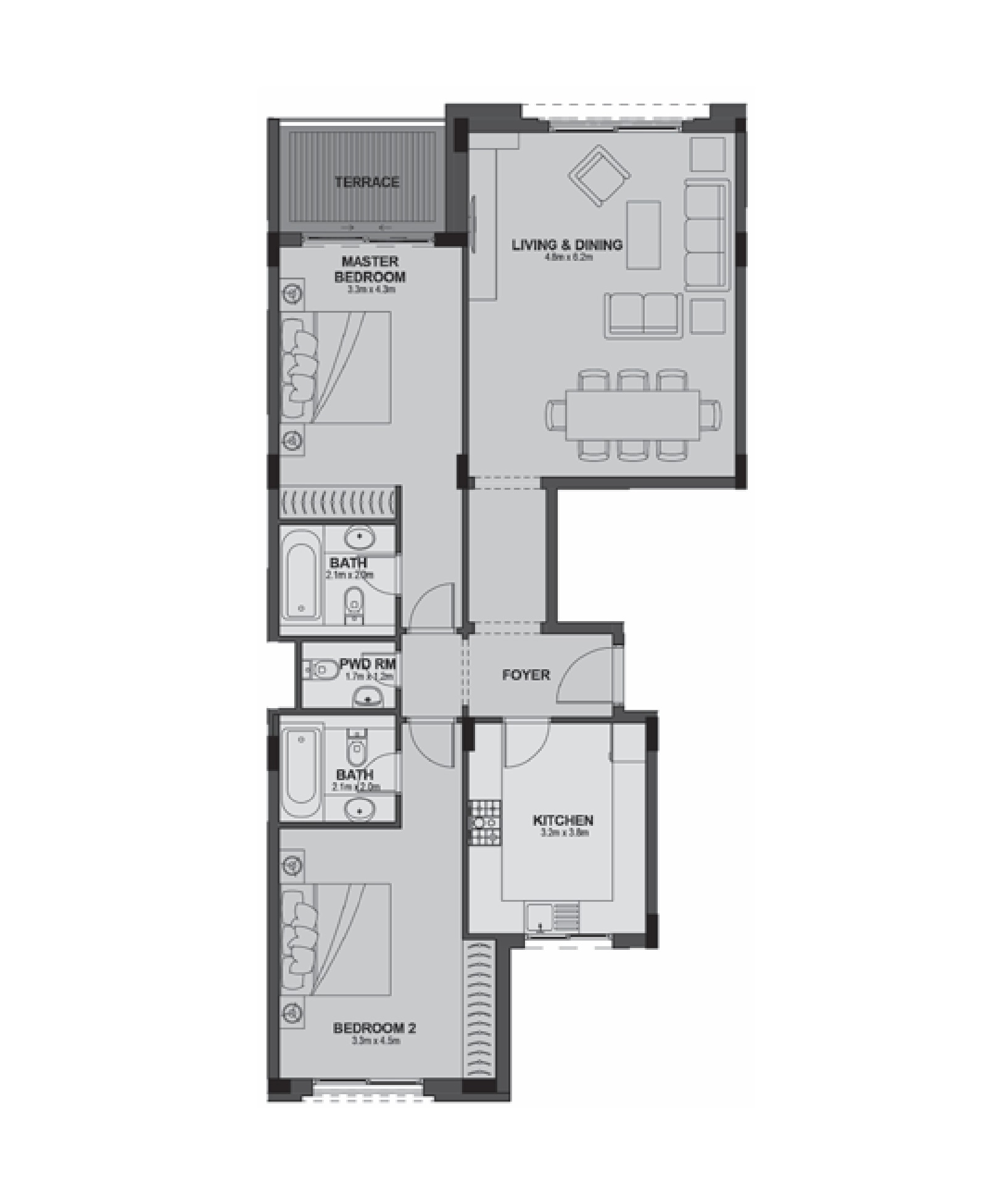 Floor plan for apartment at Uptown Cairo