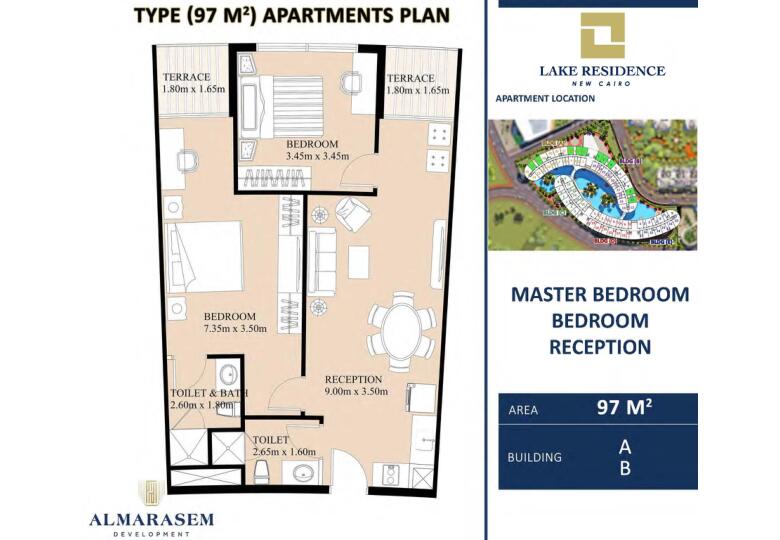 Floor plan for apartment at Fifth Square Al Marasem
