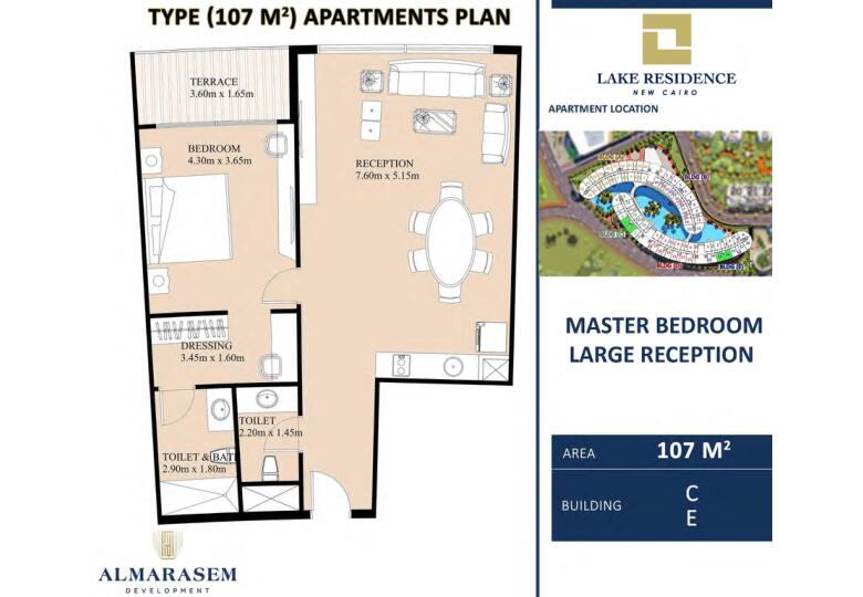 Floor plan for apartment at Fifth Square Al Marasem
