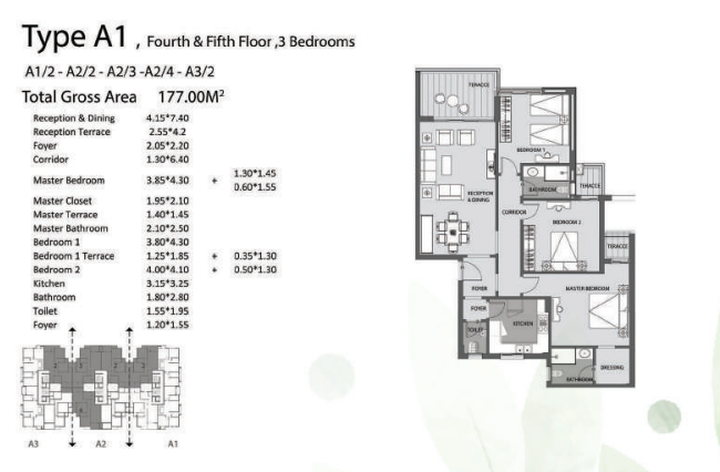Floor plan for apartment at De Joya 3