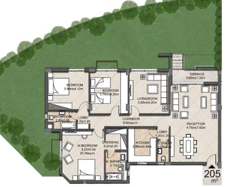 Floor plan for apartment at Granda Life
