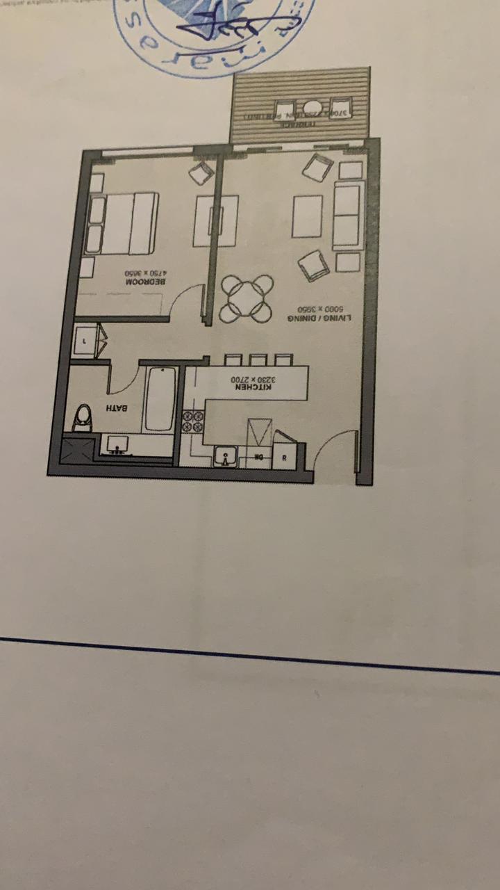 Floor plan for studio at Marassi