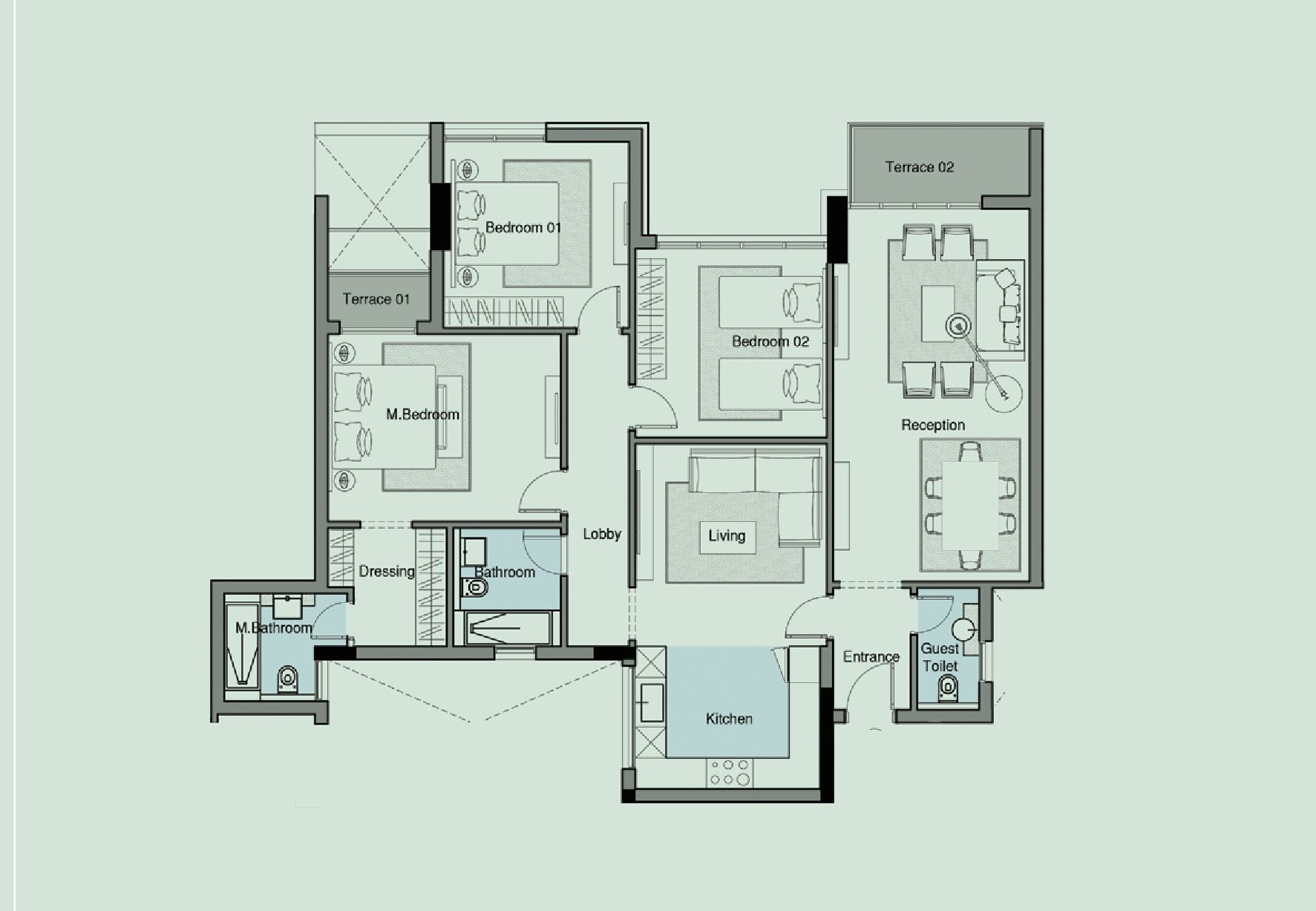 Floor plan for apartment at Scene 7