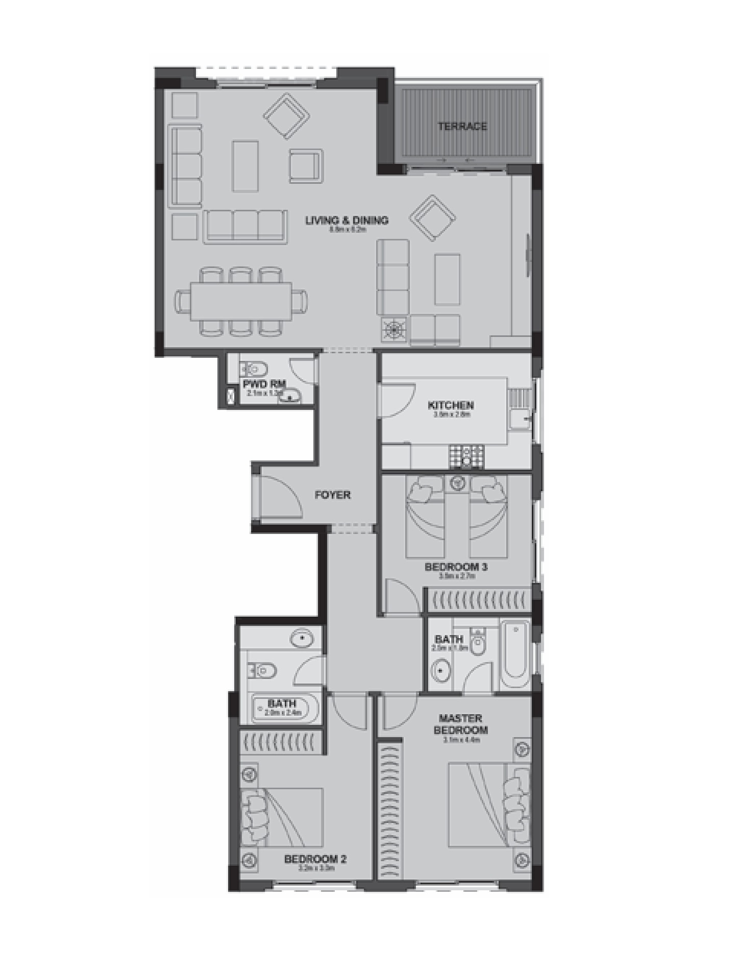 Floor plan for apartment at Uptown Cairo