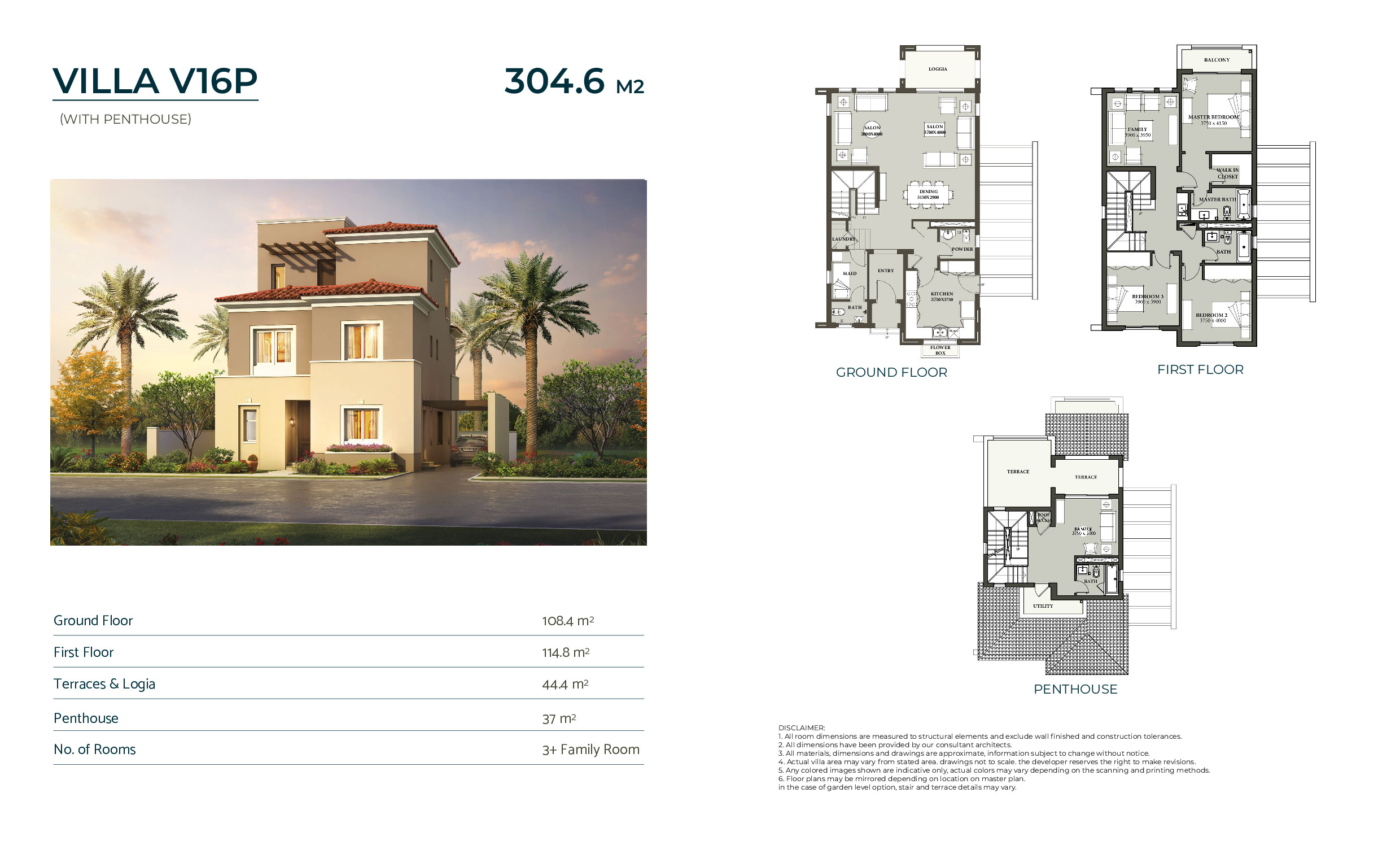 Floor plan for villa at Uptown Cairo