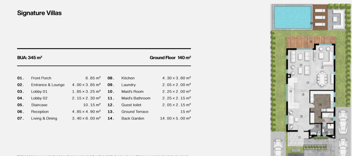 Floor plan for villa at Eastshire