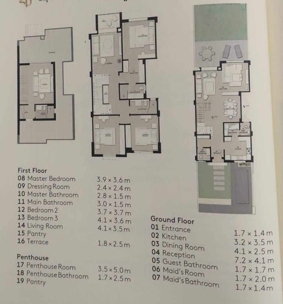 Floor plan for townhouse at Al Burouj