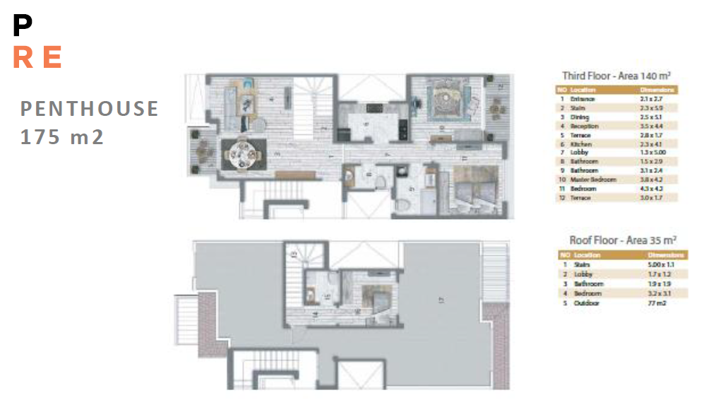Floor plan for penthouse at Stone Residence