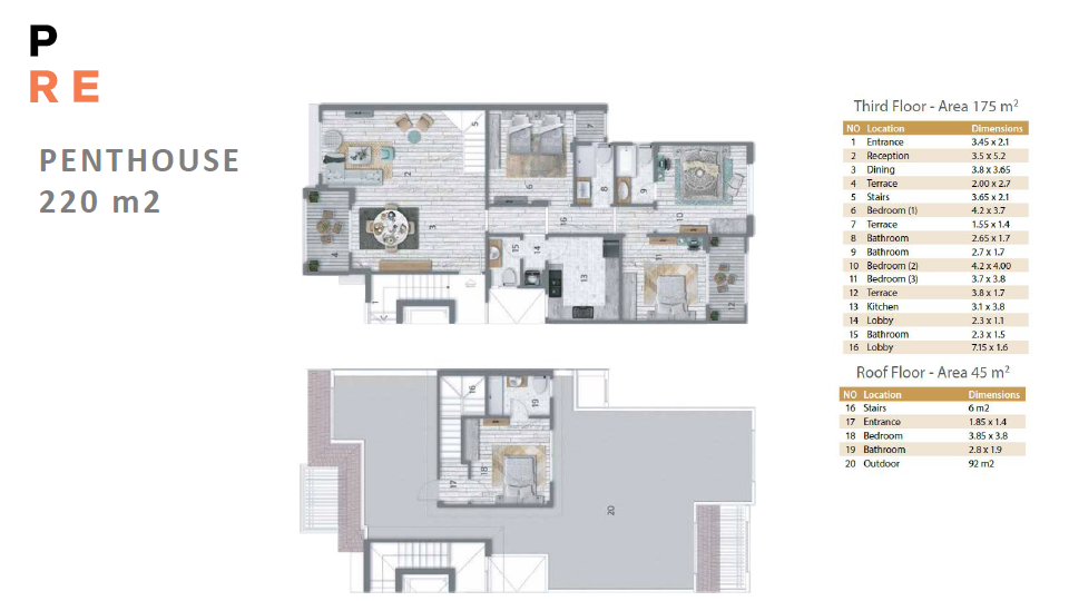 Floor plan for penthouse at Stone Residence