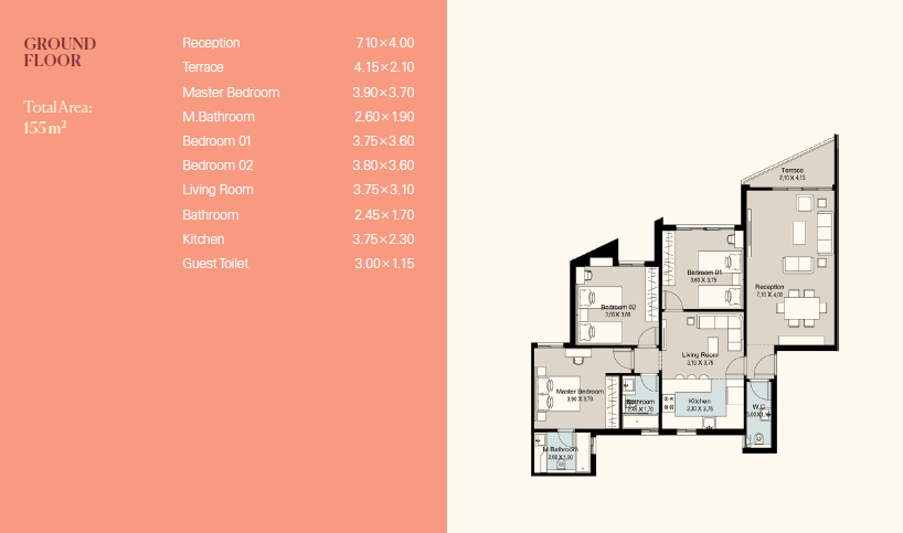 Floor plan for apartment at The Brooks
