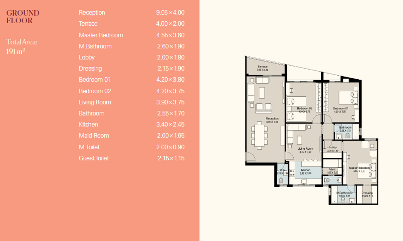 Floor plan for apartment at The Brooks