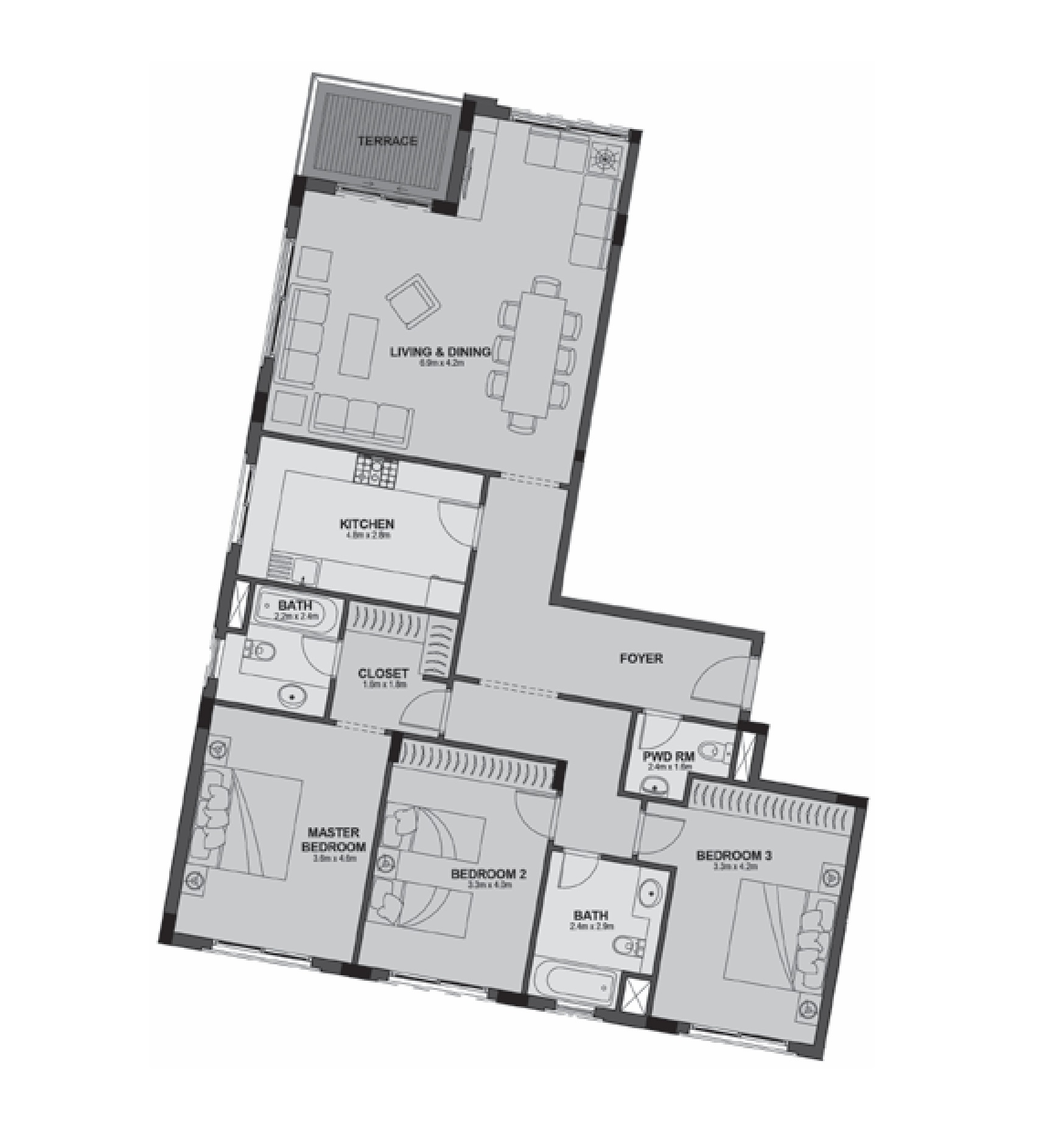 Floor plan for apartment at Uptown Cairo