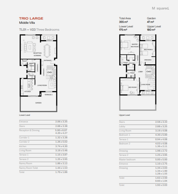 Floor plan for duplex at Trio