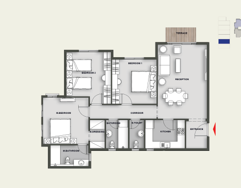 Floor plan for apartment at Aliva Mountain View Mostakbal City