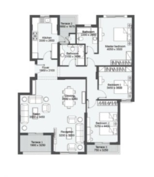 Floor plan for penthouse at Hay El Ashgar