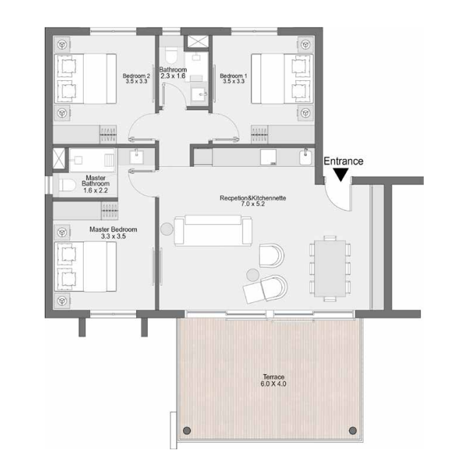 Floor plan for chalet at D-Bay