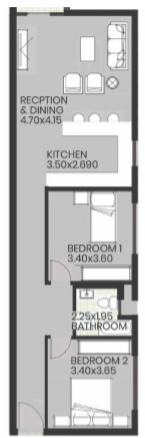 Floor plan for apartment at Smeralda Bay Sidi Heneish -Sbay