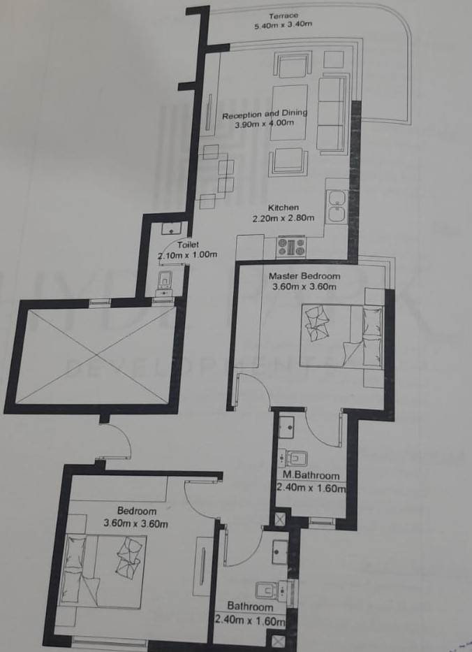 Floor plan for chalet at Hyde Park North - Seashore