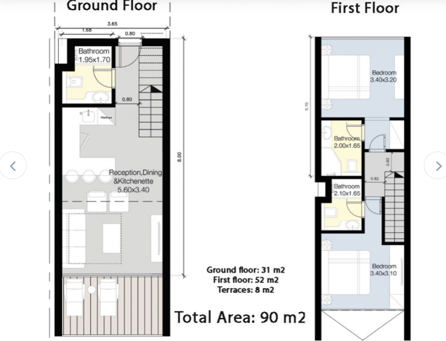 Floor plan for chalet at Fouka Bay