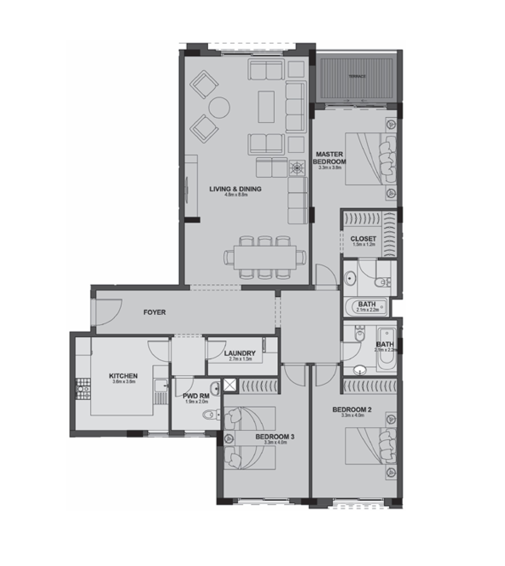 Floor plan for apartment at Uptown Cairo