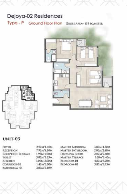 Floor plan for apartment at De Joya 2