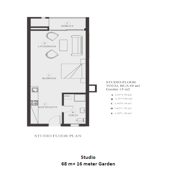 Floor plan for studio at Ein Hills
