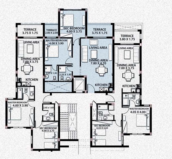 Floor plan for chalet at Amwaj