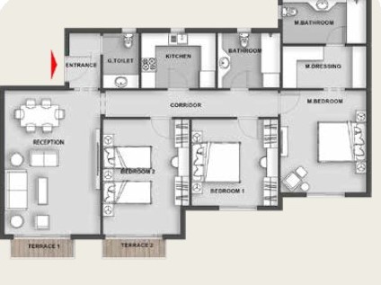 Floor plan for apartment at Aliva Mountain View Mostakbal City