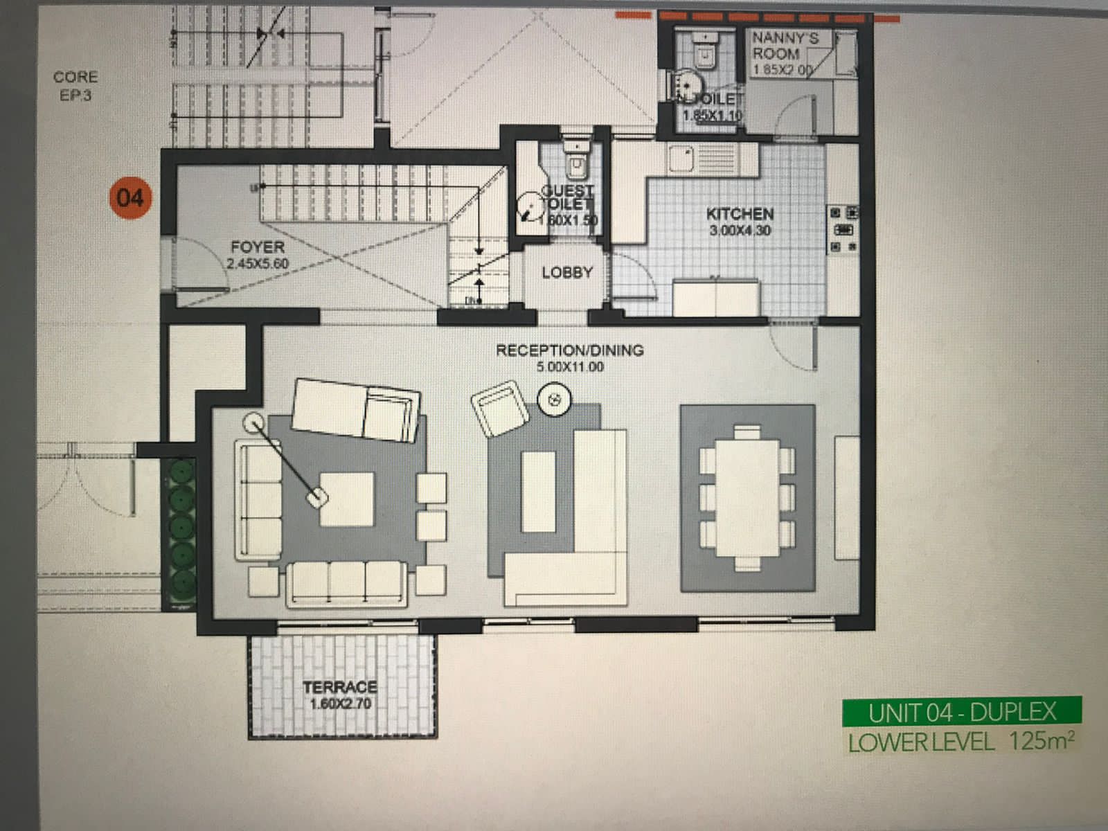Floor plan for duplex at Eastown Residence