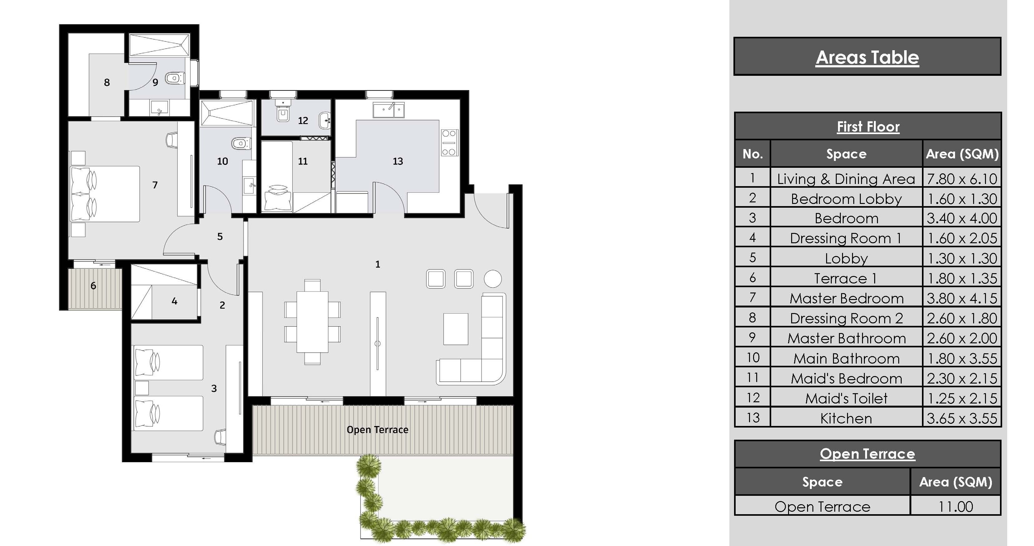 Floor plan for apartment at Ivoire West