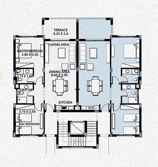 Floor plan for chalet at Amwaj