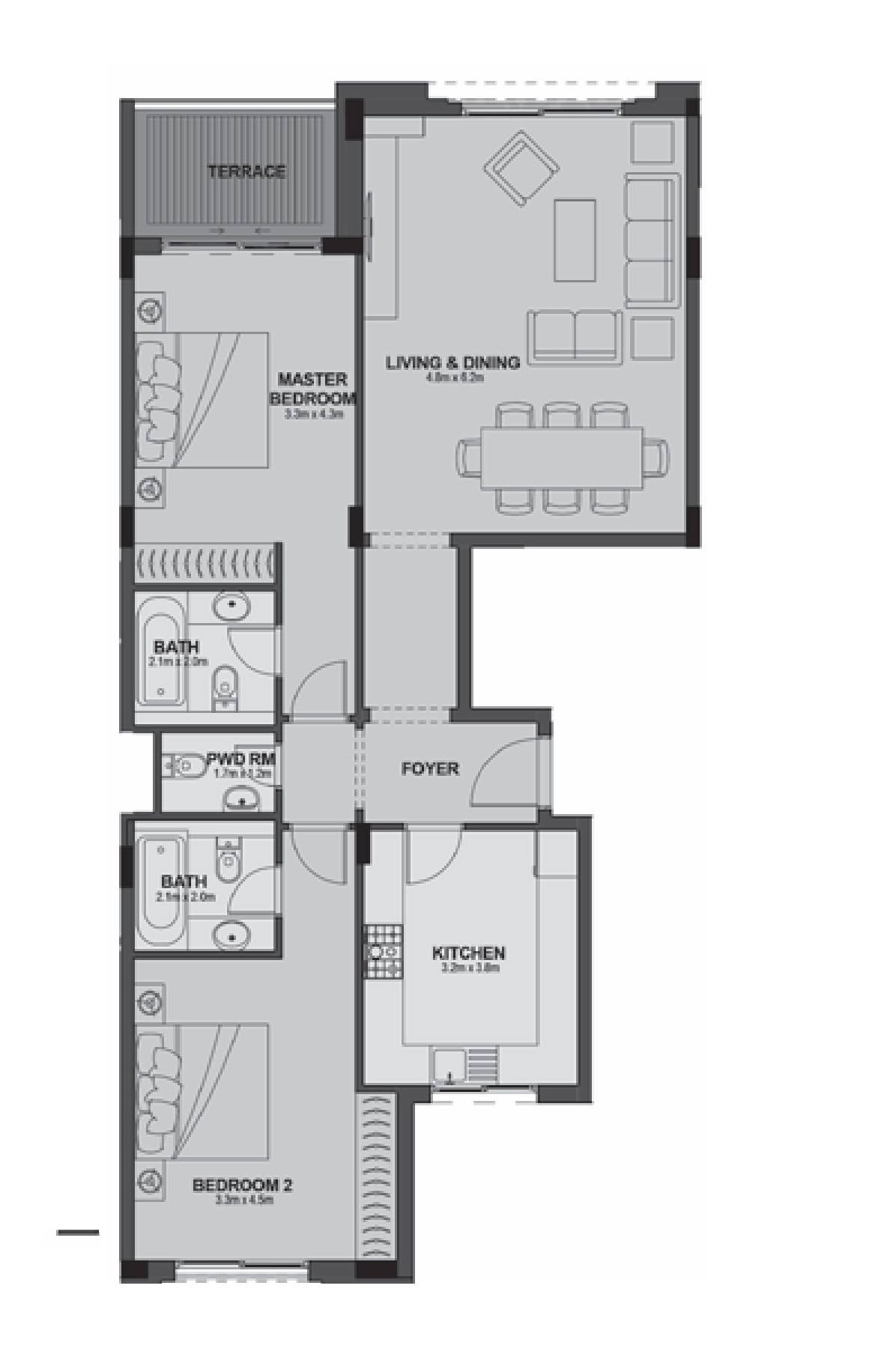 Floor plan for apartment at Uptown Cairo