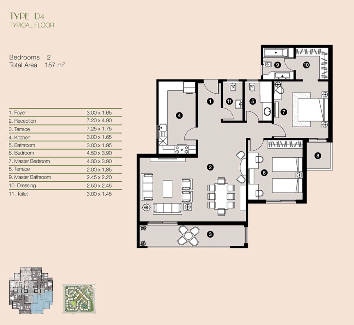Floor plan for apartment at Ninety Avenue