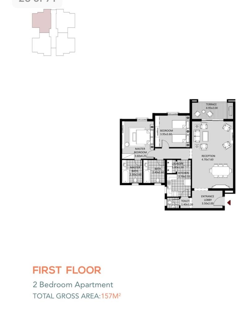 Floor plan for apartment at October Plaza