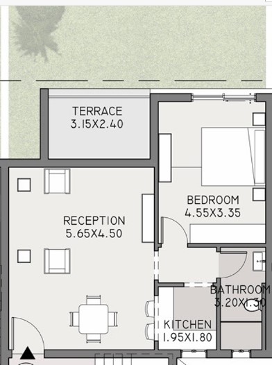 Floor plan for studio at Taj City