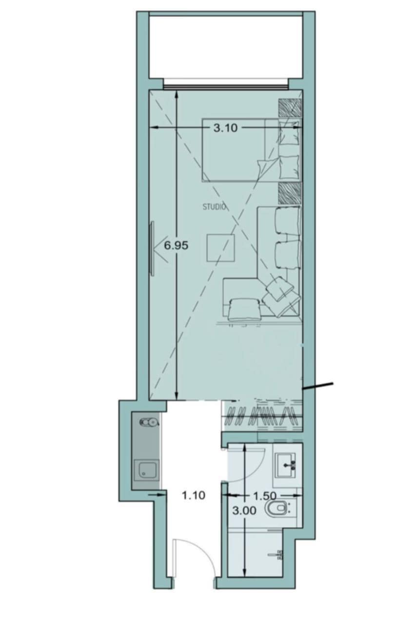 Floor plan for studio at Alura