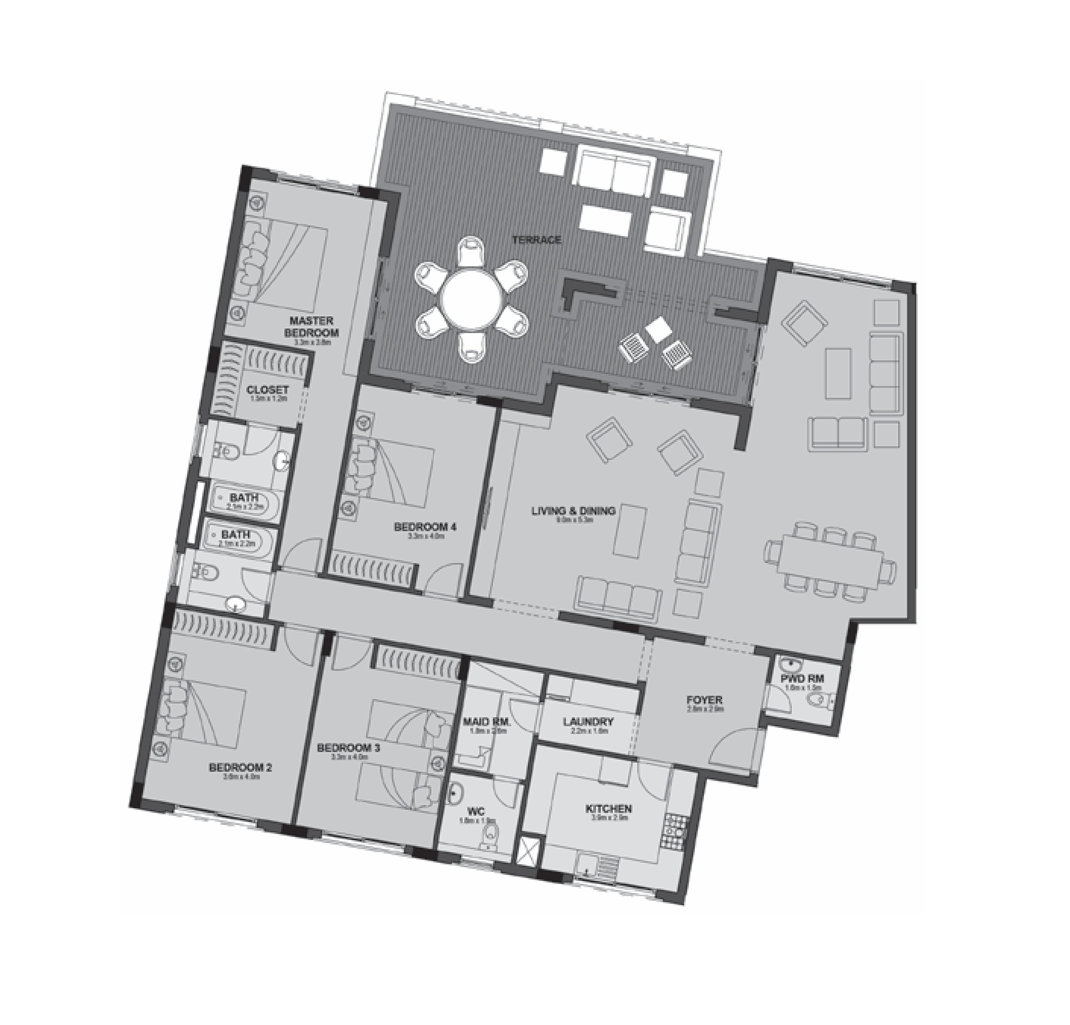 Floor plan for apartment at Uptown Cairo